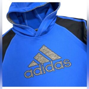 ADIDAS Graphic blue/black hoodie sweatshirt * like new *
